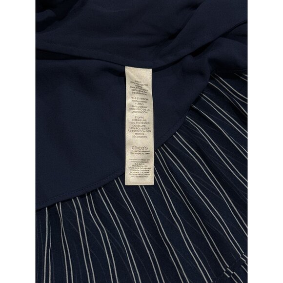 Chico's Sleeveless Blouse Chicos Size 1 US 8-10 M Black White Stripes Lace Neck - Picture 8 of 9